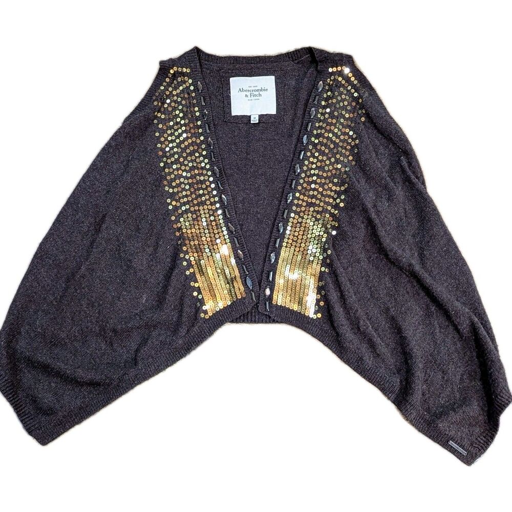 Abercrombie Fitch Women's M Open Front Sequin Sleeveless Vest Festival Party